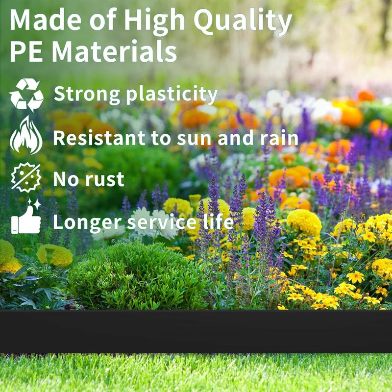 AggFencer 4 in x 25 Ft Garden Landscape Edging, No Dig Garden Edging Border Kit with 46 Pcs Spikes for Flower Bed Lawn Yard Grass Black - Image 4
